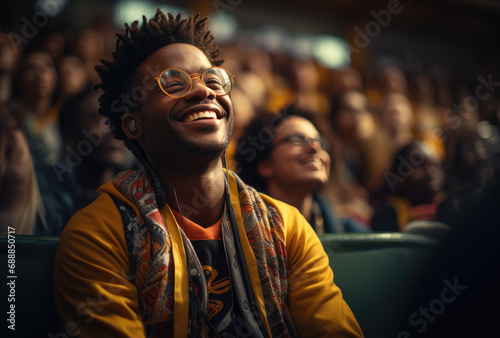 Young black man enjoys a concert
