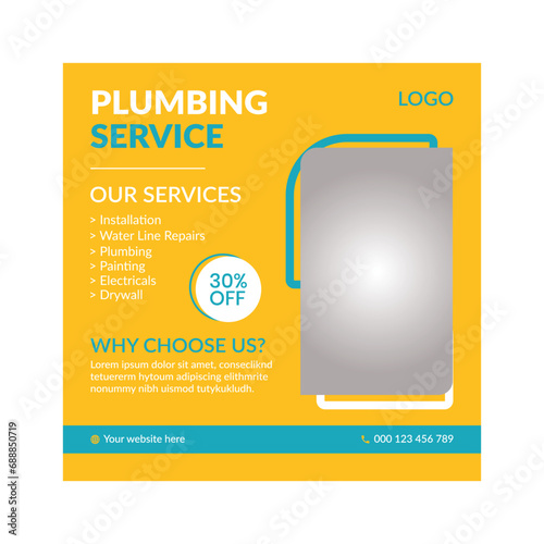 Professional plumbing service social media post and web banner template design 
EPS10 RGB Color 300DPI