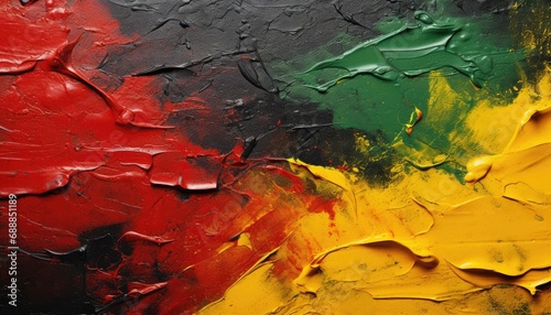 vibrant black history month celebration, grunge canvas with red, yellow, green paint impasto texture