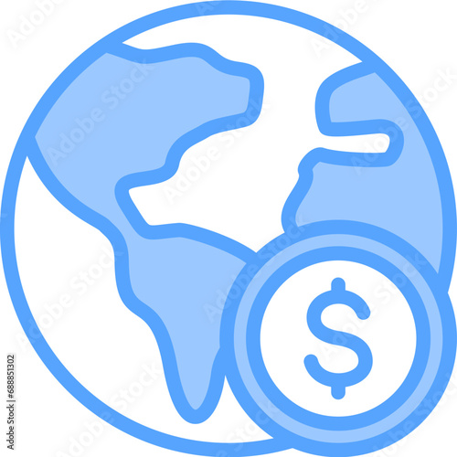 World Economy Blue Icon