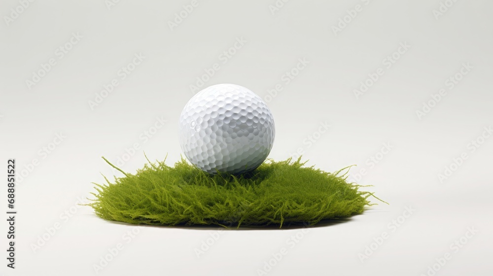 Close-up of Golf Ball on Green Grass. White background. Generative AI Close-up of Golf Ball on Green Grass. White background. Generative AI