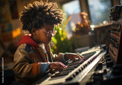 Little black boy pianist