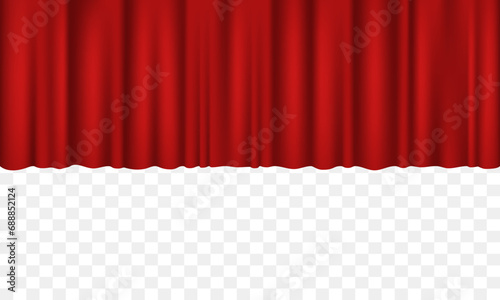 Red curtains. Vector illustration.
