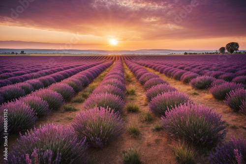 Berautiful summer sunset over lavender field