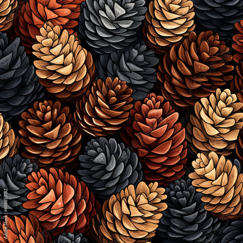 Background with cones in sketch style. Can be used as background for invitations, greeting cards, postcards, and so on. Created using generative ai tools