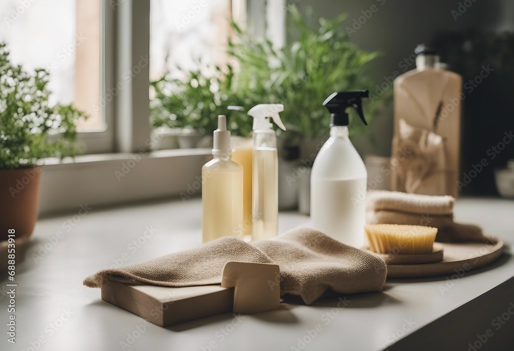 Home cleaning non toxic natural products Sustainable lifestyle idea Spring cleaning concept 