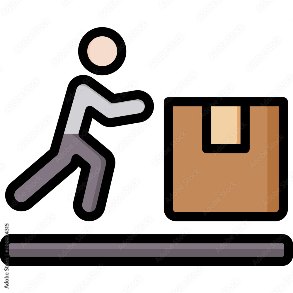 Pushing Outline Color Icon Pushing Outline Color Icon