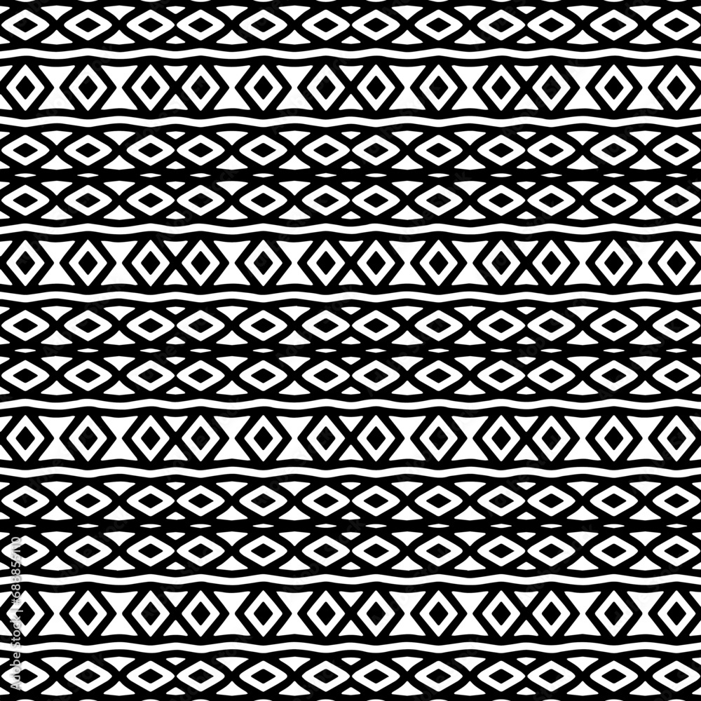 Wallpaper with Seamless repeating pattern.  Black and white pattern . Abstract background. Monochrome texture  for web page, textures, card, poster, fabric, textile.
