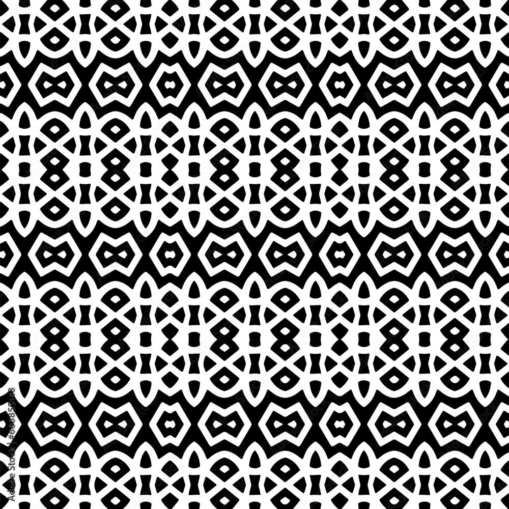 Wallpaper with Seamless repeating pattern.  Black and white pattern . Abstract background. Monochrome texture  for web page, textures, card, poster, fabric, textile.
