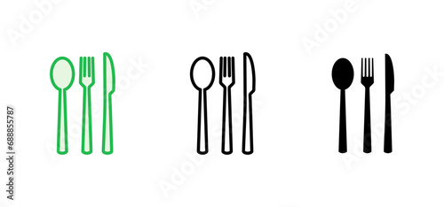 spoon and fork icon set. spoon, fork and knife icon vector. restaurant icon