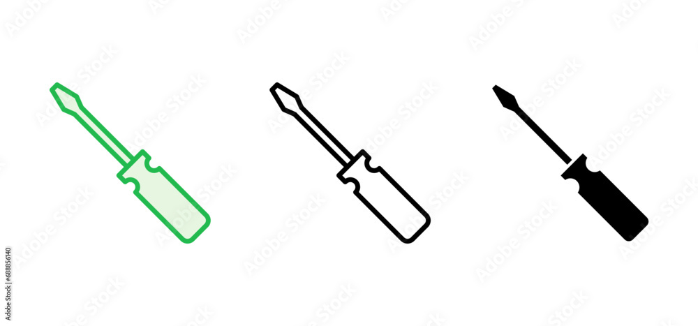 Screwdriver icon set. tools icon vector