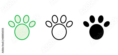 Paw icon set. paw print icon vector. dog or cat paw