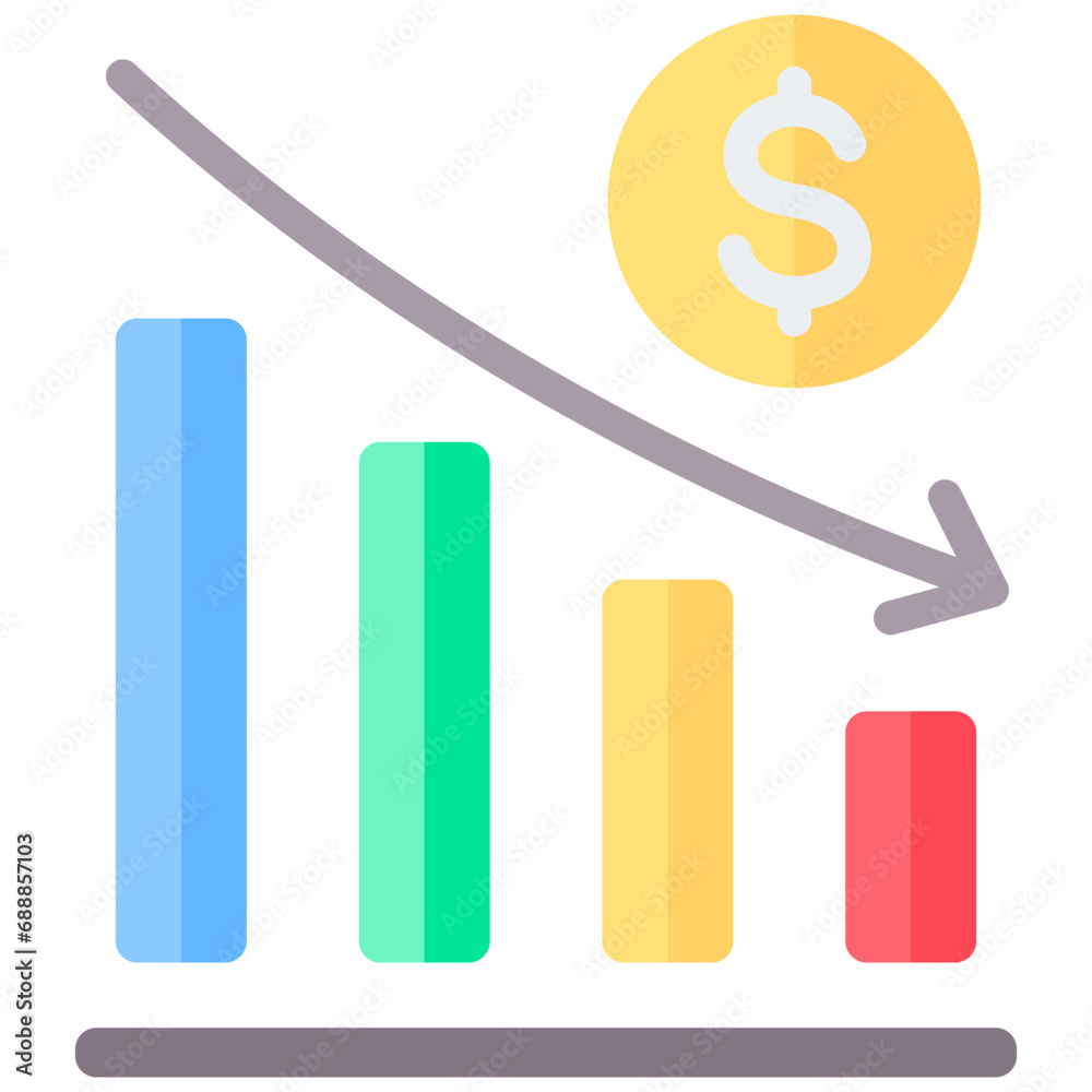 Decreasing Flat Icon Decreasing Flat Icon