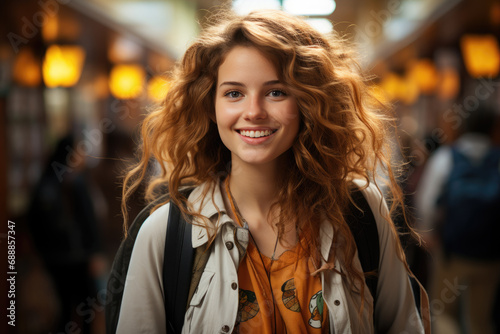 Portrait of happy college girl