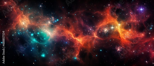 Vibrant Cosmic Nebula and Starfield Universe Panorama