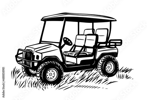 Empty off-road Golf Cart, vector design isolated on white
