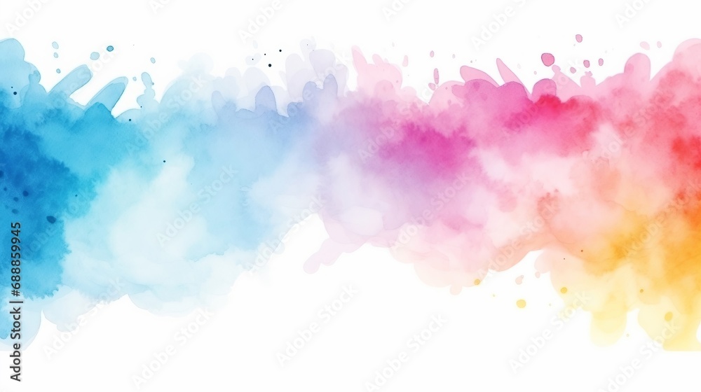 Rainbow Colored Paint Splatters on a White Background