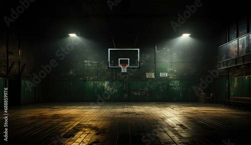 Basketball court at night photo