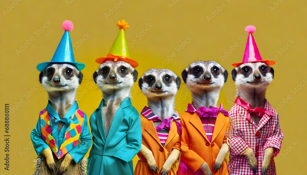 Obraz premium party meerkats