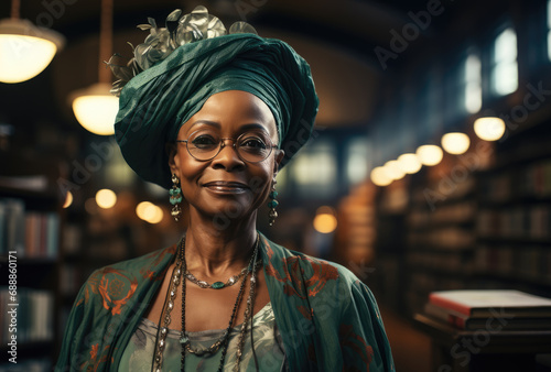 Black lady professor in traditional clothing