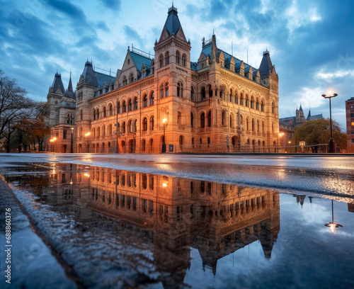 Parliament building with a cloudy sky in Prague, Europe.