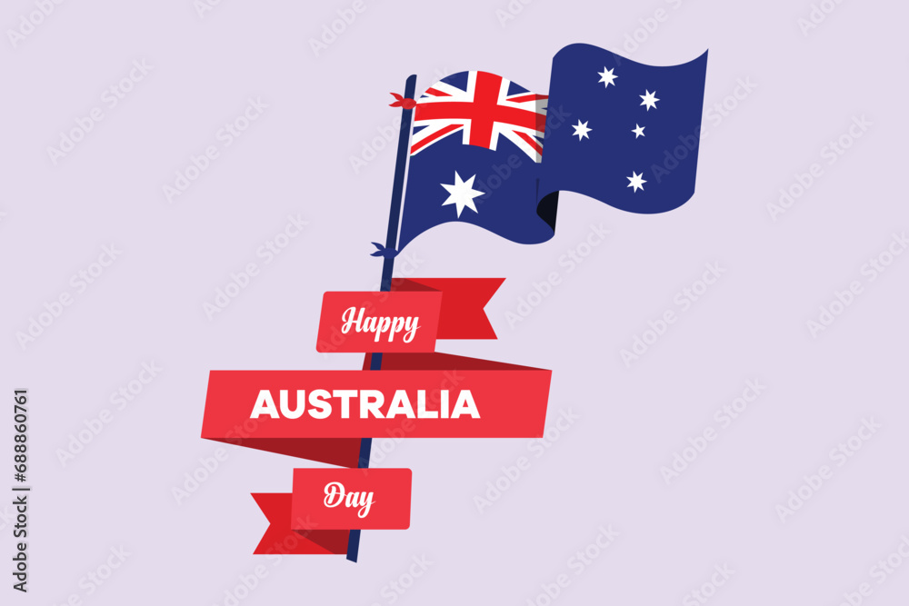Happy Australia day concept. Colored flat vector illustration isolated.