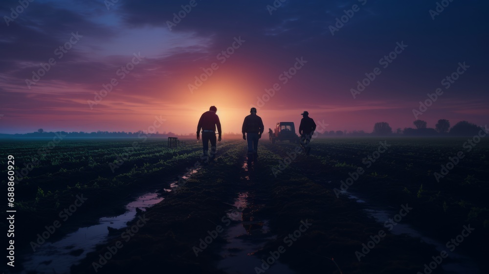 A Group of Farmers Working Together in a Field