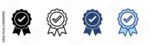 Approved icon vector. Certified Medal Icon photo