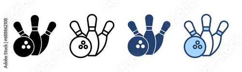 Bowling icon vector. bowling ball and pin sign and symbol.