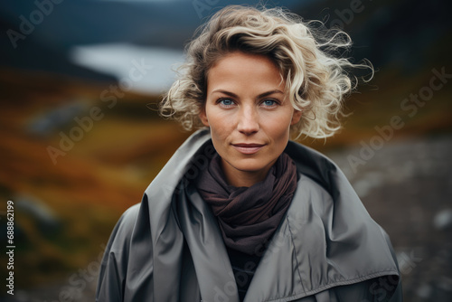 Urban blond girl in nature park