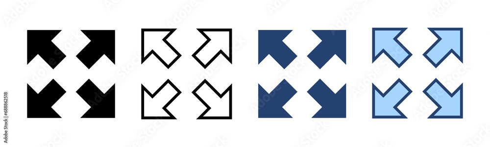 Fullscreen Icon vector. Expand to full screen sign and symbol. Arrows symbol Fullscreen Icon vector. Expand to full screen sign and symbol. Arrows symbol