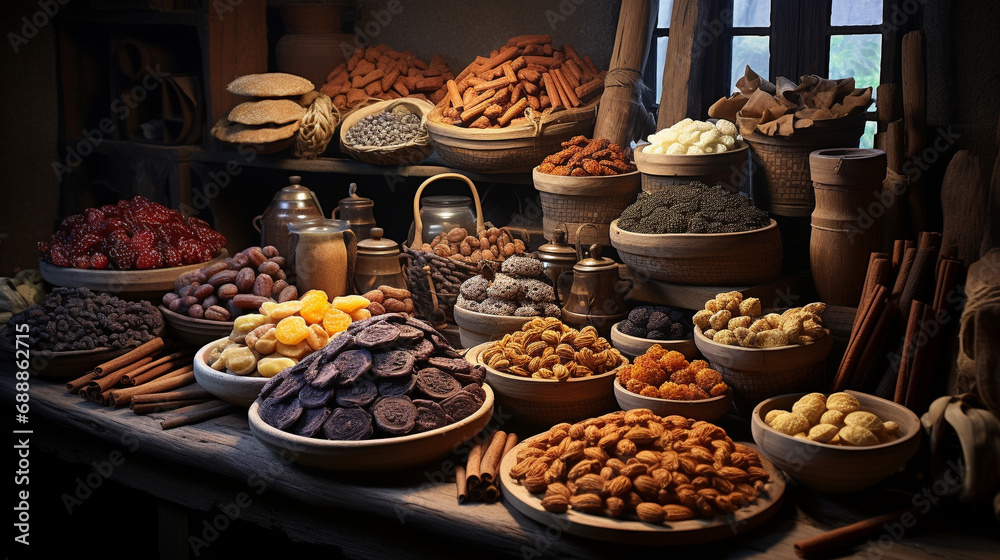 Fototapeta premium dried fruit and nuts