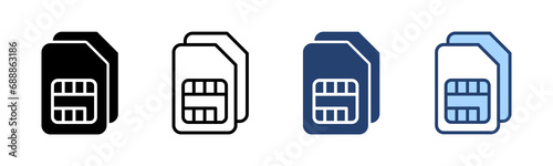 Sim card icon vector. dual sim card sign and symbol