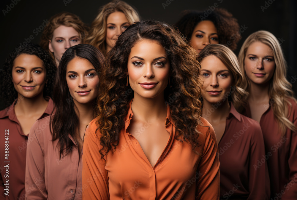 Group of confident model girls Group of confident model girls