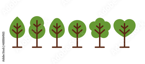 Tree icon set. Vector trees. Simple tree illustrations.
