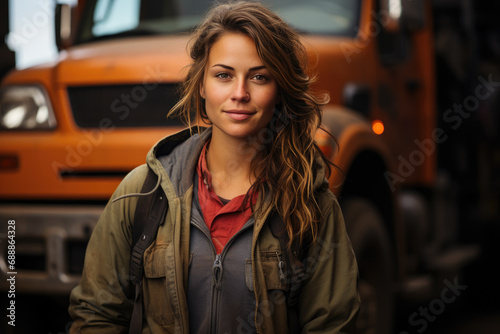 Close up of student girl in green jacket