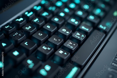 A close-up of a stockbroker's keyboard with specific shortcut keys for trading functions. photo