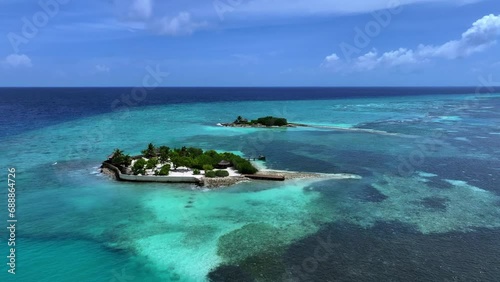 Wallpaper Mural Aerial Forward Scenic Shot Of Islands  In Wavy Sea Against Cloudy Sky - Hithadhoo, Maldives Torontodigital.ca
