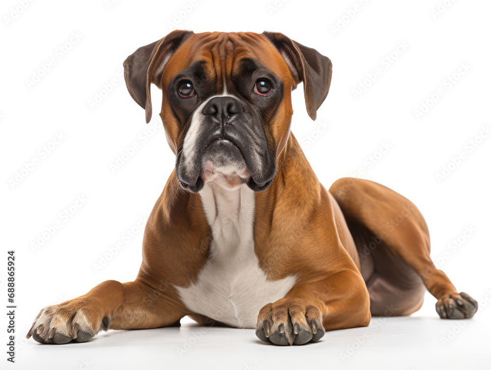 Boxer Dog Studio Shot on Clear Isolated Background, Generative AI