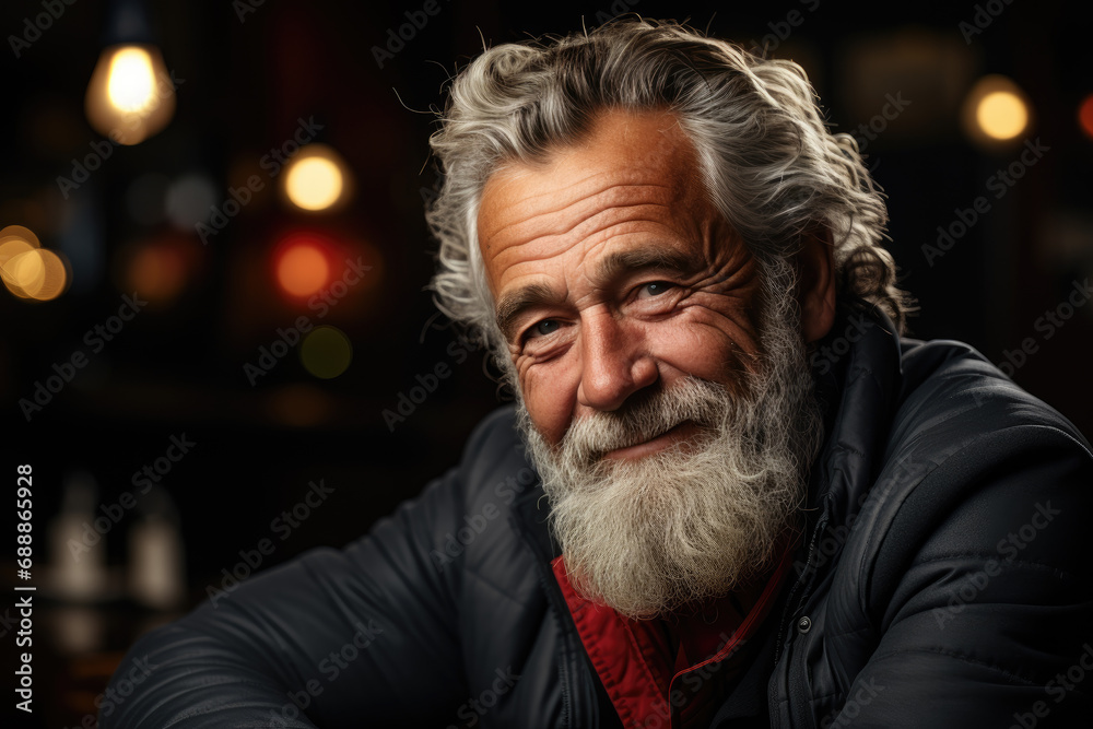 Mature older man enjoying in holiday mood Mature older man enjoying in holiday mood