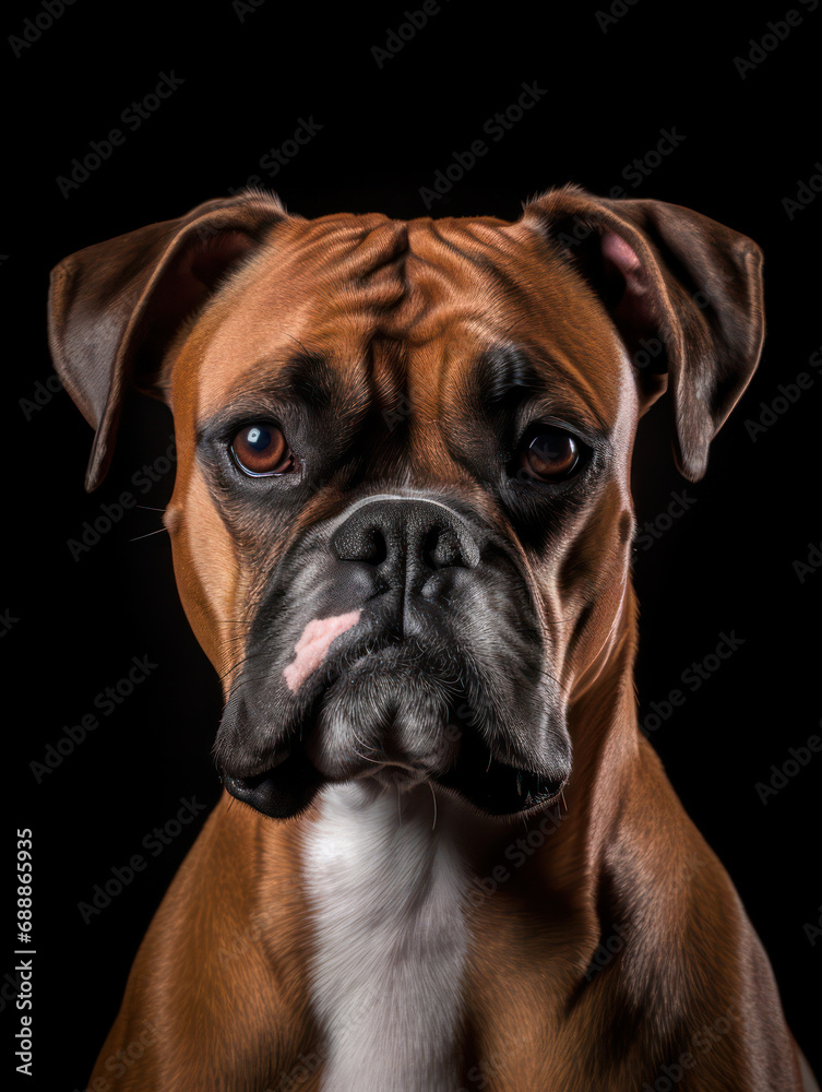 Boxer Dog Studio Shot on Clear Isolated Background, Generative AI