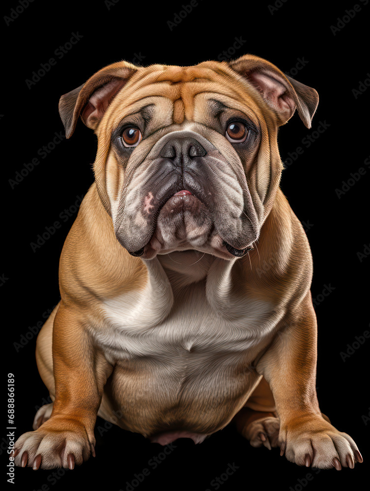 Bulldog Studio Shot on Clear Isolated Background, Generative AI