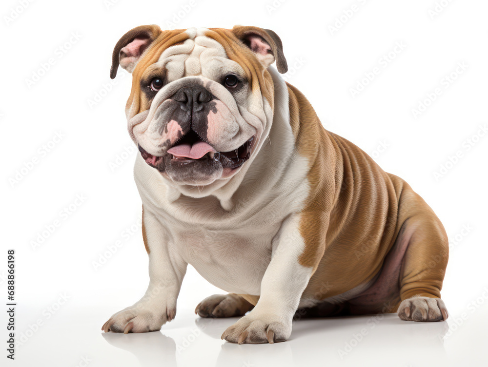 Bulldog Studio Shot on Clear Isolated Background, Generative AI