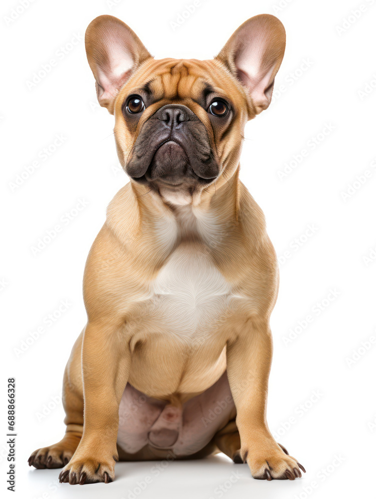 French Bulldog Studio Shot on Clear Isolated Background, Generative AI