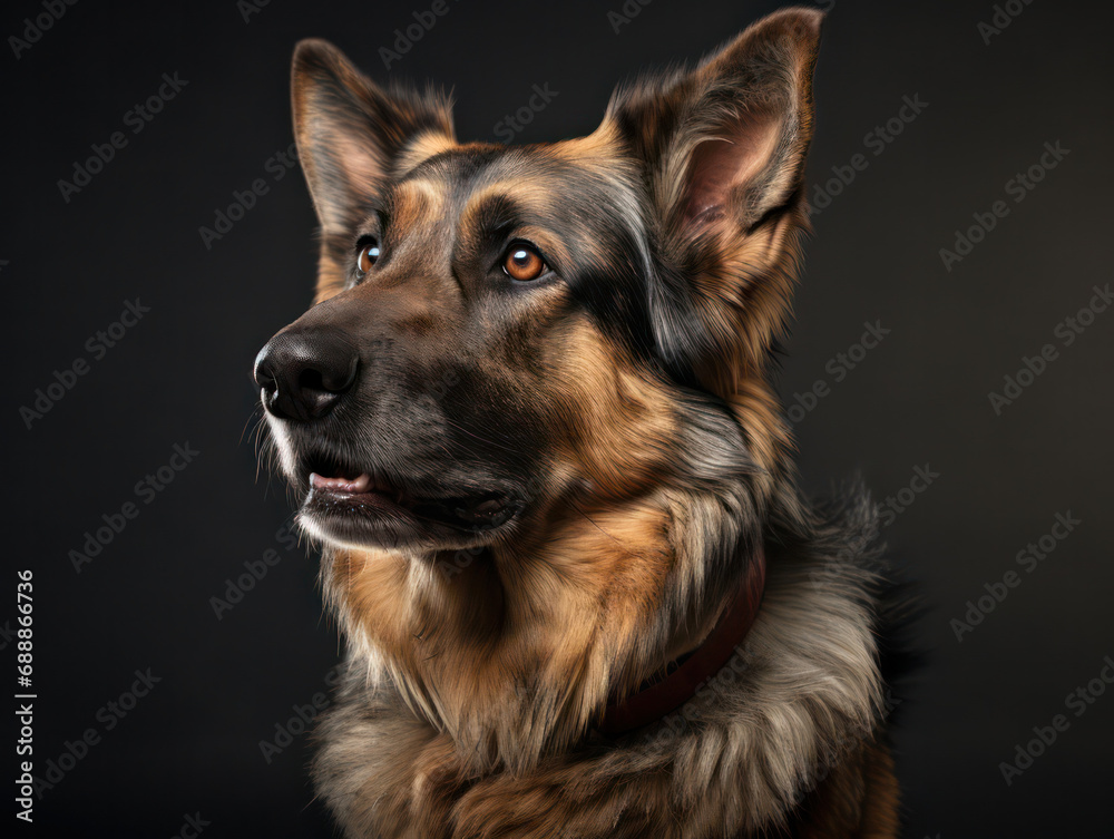 German Shepherd Dog Studio Shot on Clear Isolated Background, Generative AI