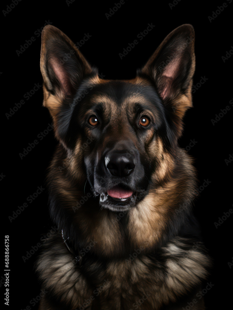 German Shepherd Dog Studio Shot on Clear Isolated Background, Generative AI