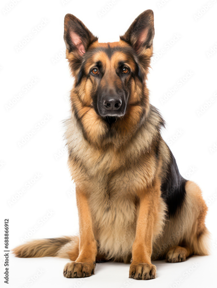 German Shepherd Dog Studio Shot on Clear Isolated Background, Generative AI