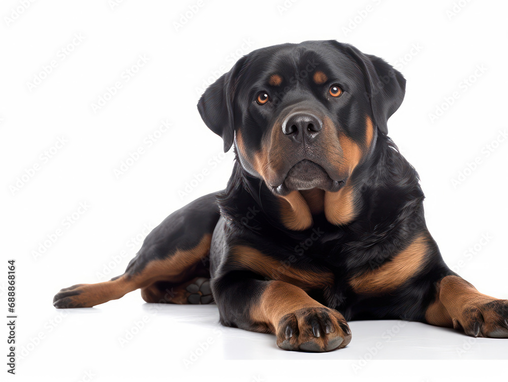 Rottweiler Studio Shot on Clear Isolated Background, Generative AI