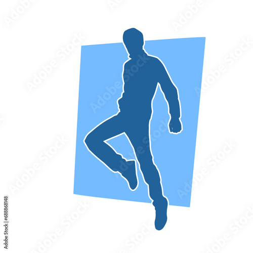 Silhouette of a male dancer in performing pose. Silhouette of a dancing man.