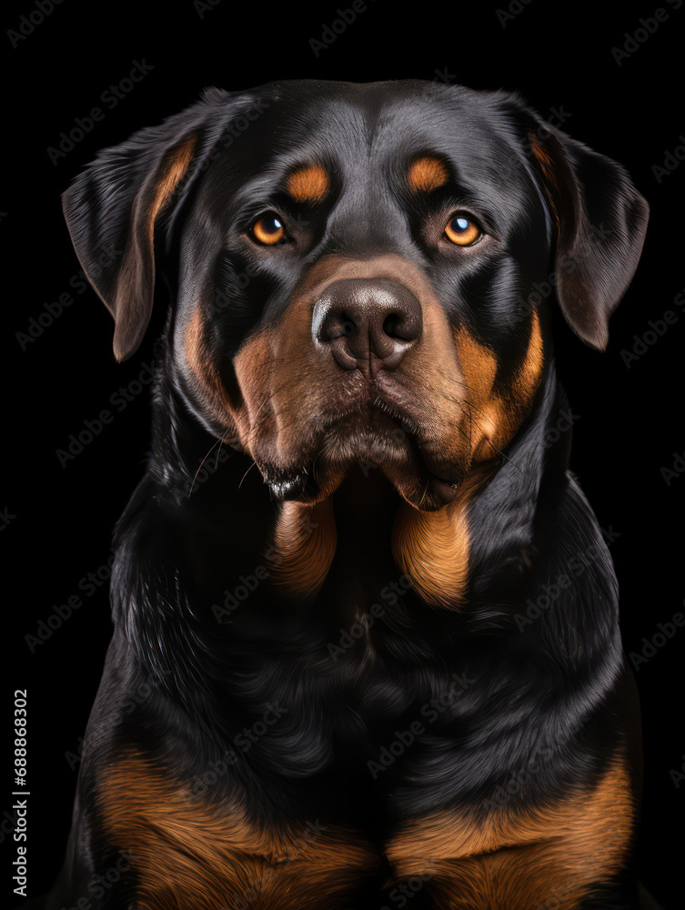 Rottweiler Studio Shot on Clear Isolated Background, Generative AI